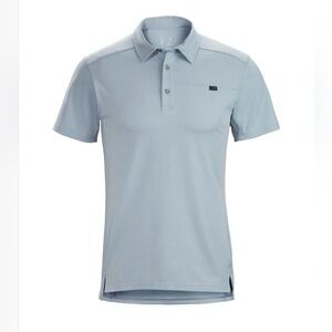 Arc'teryx Mens Captive Polo Short Sleeve Light Blue DryTech Shirt